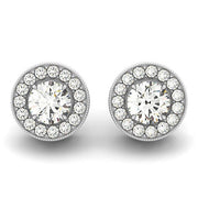 Bids.com 14k White Gold Round Diamond Halo Milgrain Border Earrings (3/4 cttw) Earrings White Smoke White Gold