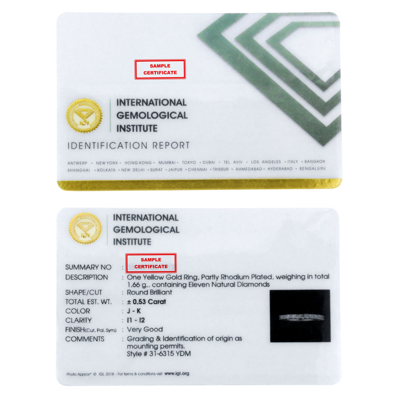 Bids.com IGI Certified 1/2 Cttw Diamond 10K Yellow Gold Prong Set Fluted Band Style Wedding Ring (J-K Color, I1-I2 Clarity) - Size 7 Rings Lavender 7 / Yellow.Gold,6 / Yellow.Gold,8 / Yellow.Gold,9 / Yellow.Gold