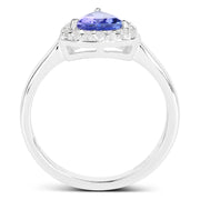 Bids.com 1.02 Carat Genuine Tanzanite and White Topaz .925 Sterling Silver Ring Rings White Smoke size 6.00,size 7.00,size 8.00