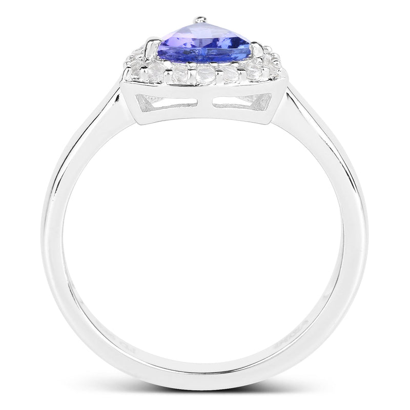 Bids.com 1.02 Carat Genuine Tanzanite and White Topaz .925 Sterling Silver Ring Rings White Smoke size 6.00,size 7.00,size 8.00