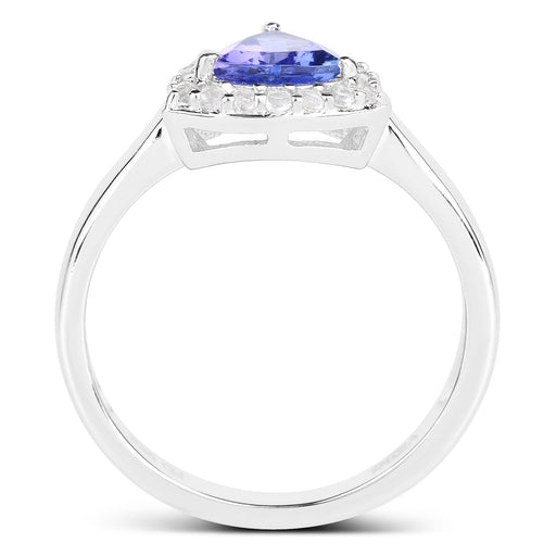 Bids.com 1.02 Carat Genuine Tanzanite and White Topaz .925 Sterling Silver Ring Rings White Smoke size 6.00,size 7.00,size 8.00