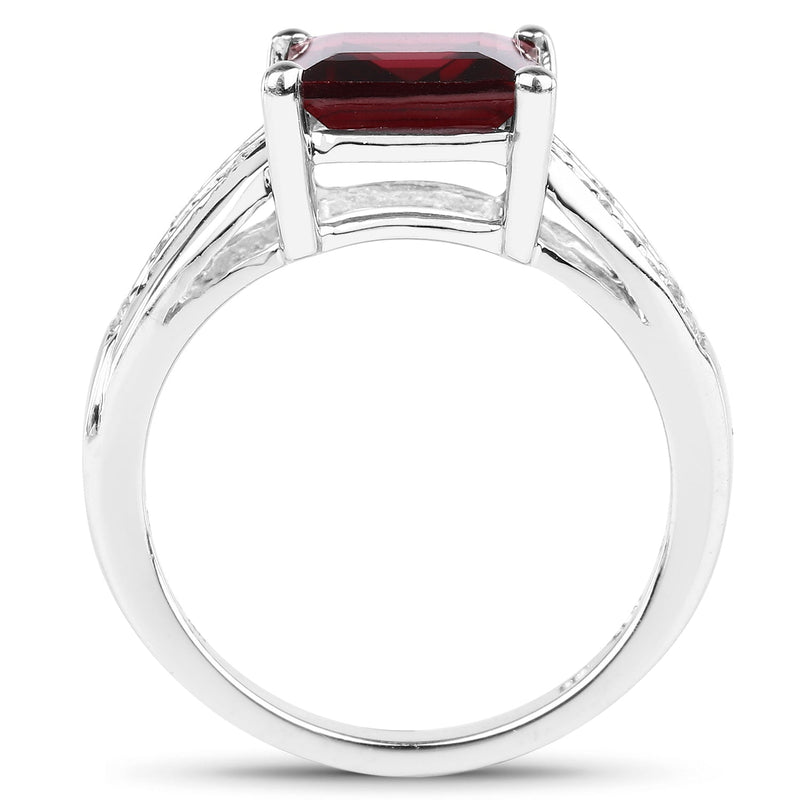 Bids.com 2.99 Carat Genuine Garnet and White Topaz .925 Sterling Silver Ring Rings White Smoke size 6.00,size 7.00,size 8.00,size 9.00