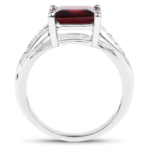 Bids.com 2.99 Carat Genuine Garnet and White Topaz .925 Sterling Silver Ring Rings White Smoke size 6.00,size 7.00,size 8.00,size 9.00