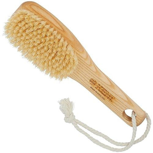 Kent Kent FD6 9" Beechwood Wood Short Handle Shower Bath Body Brush. For Skin Exfoliate & Massage. 100% White Boar Bristles. Best Body, Foot And Leg Scrubber Brushing For Wet And Dry Body. Made In England Bath & Body White Smoke