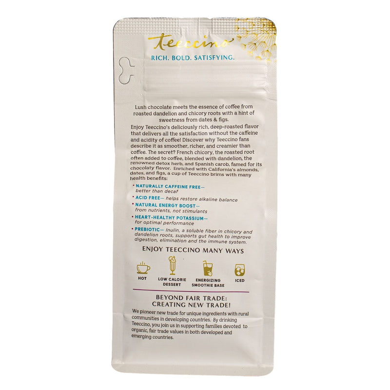 Teeccino Dandelion Mocha Herbal Coffee Herbal Coffee Light Gray 10 ounce ground,5lb ground,Trial Size