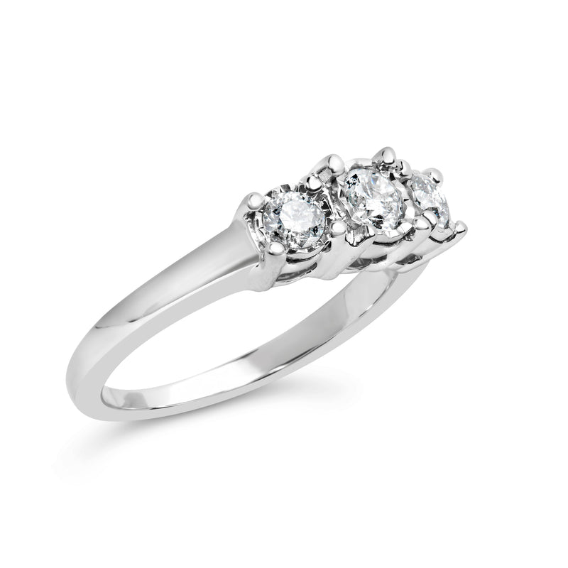 Bids.com 14K White Gold 1/2 Cttw Miracle Set Round Lab Grown Diamond Three Stone Illusion Plate Ring (F-G Color, VS1-VS2 Clarity) - Ring Size 7 Rings White Smoke 7 / White.Gold,9 / White.Gold,6 / White.Gold,8 / White.Gold,5 / White.Gold