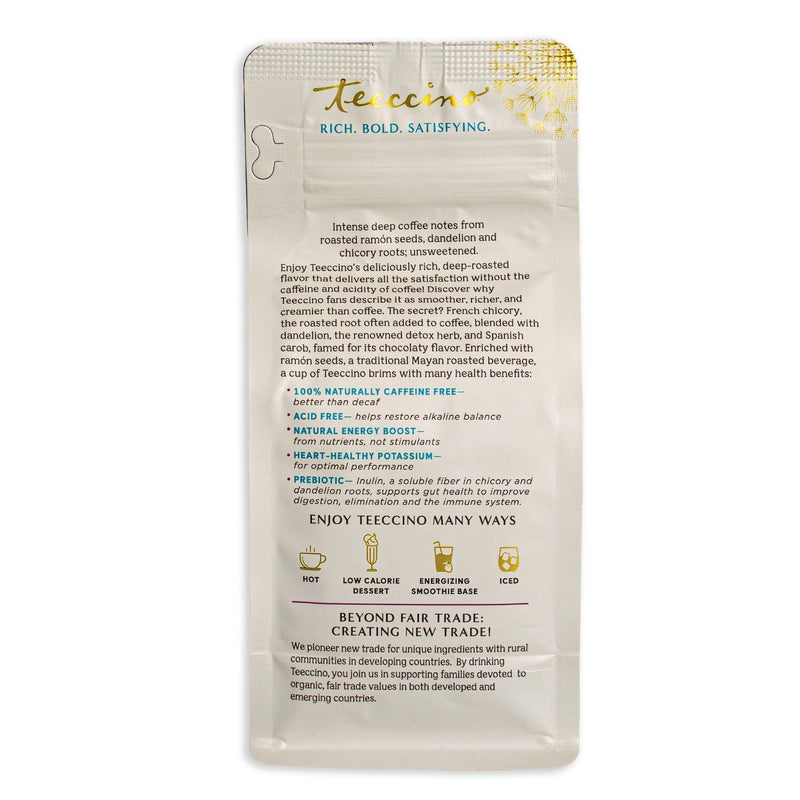 Teeccino Dandelion Dark Roast Herbal Coffee Herbal Coffee Gray 10 ounce ground,500g ground,5lb ground,Trial Size