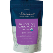 Teeccino Dandelion Dark Roast Herbal Coffee Herbal Coffee Midnight Blue 10 ounce ground,500g ground,5lb ground,Trial Size