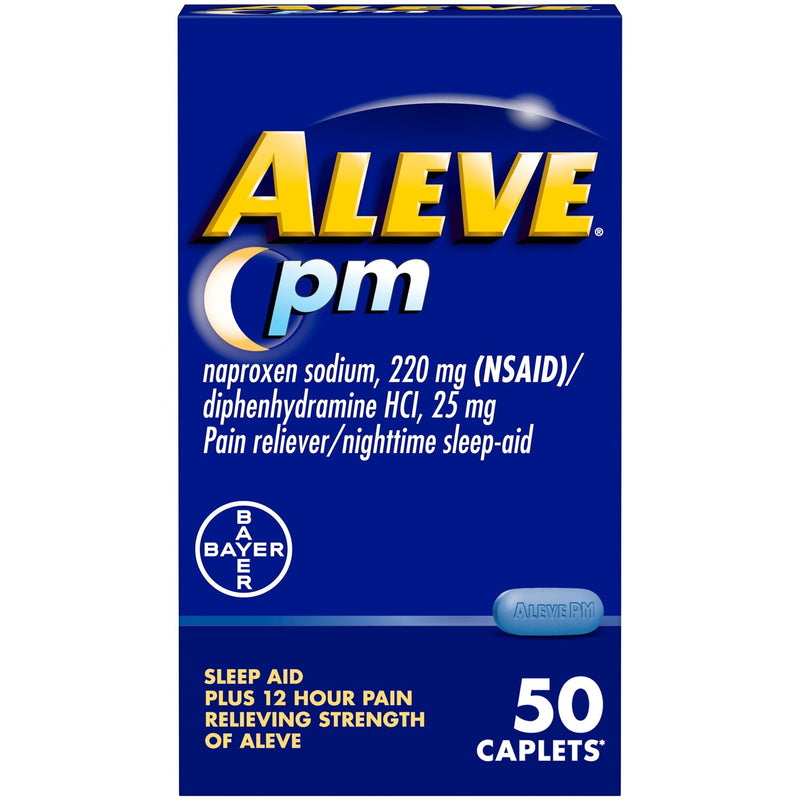 Aleve Aleve PM Pain Reliever/Nighttime Sleep-Aid Caplets 50 Ea Box Medicine & Drugs Dark Blue