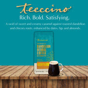 Teeccino Dandelion Caramel Nut Chicory Herbal Coffee Herbal Coffee Dark Cyan 10 ounce ground,500g ground,5lb ground,Trial Size