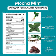 Teeccino Dandelion Mocha Mint Herbal Coffee Herbal Coffee Dark Cyan 10 ounce ground,5lb ground,Trial Size