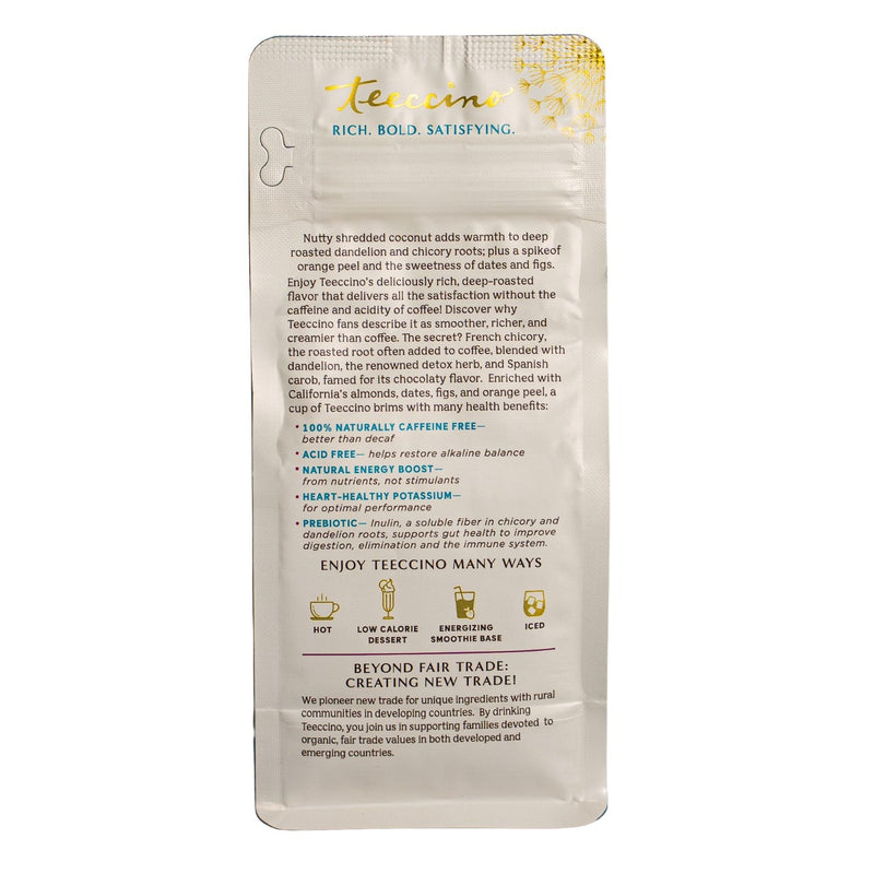 Teeccino Dandelion Coconut Herbal Coffee Herbal Coffee Gray 10 ounce ground,Trial Size,5lb ground