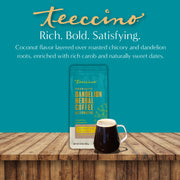 Teeccino Dandelion Coconut Herbal Coffee Herbal Coffee Dark Cyan 10 ounce ground,Trial Size,5lb ground