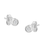 Bids.com 10K White Gold 0.15 Cttw Round Brilliant-Cut Near Colorless Diamond Bezel-Set Stud Earrings (H-I Color, I1-I2 Clarity) Earrings White Smoke Yellow.Gold,White.Gold,10k Yellow Gold