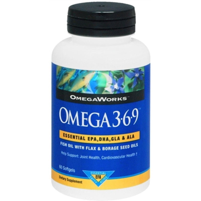 OmegaWorks Nature's Bounty Complete Omega 3-6-9, Heart Health Support, Mercury-Free, 60 Softgels Vitamins & Supplements White Smoke