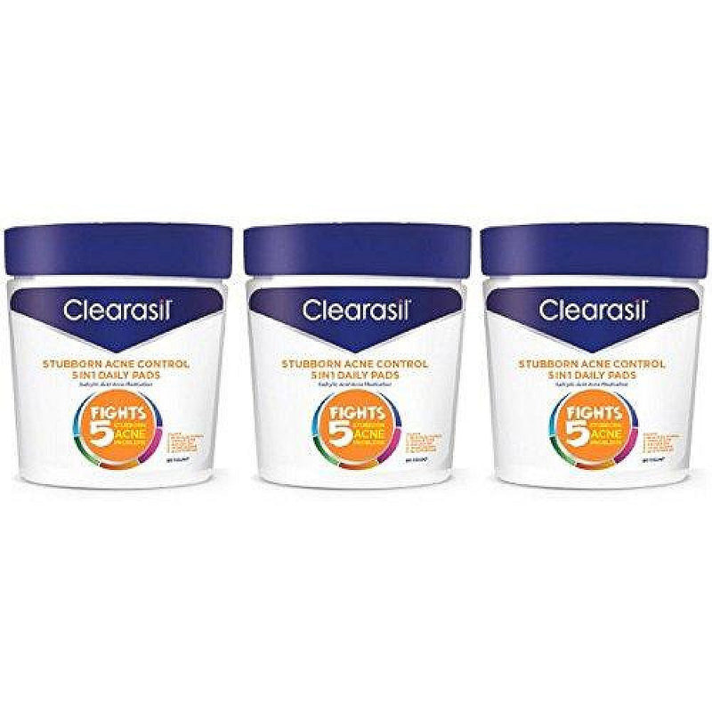 Clearasil Clearasil Ultra Stubborn Acne Control 5 In 1 Daily Pads 90 Count Jar Health & Beauty White Smoke