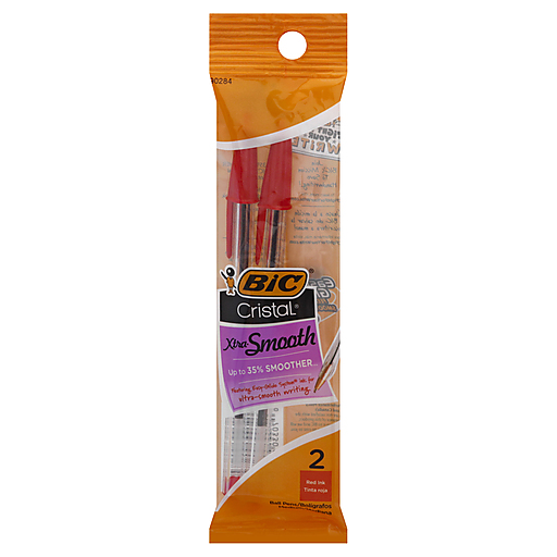 BiC BiC Bi C Cristal Red Ink Xtra Smooth Medium Ball Pens Pens White Smoke