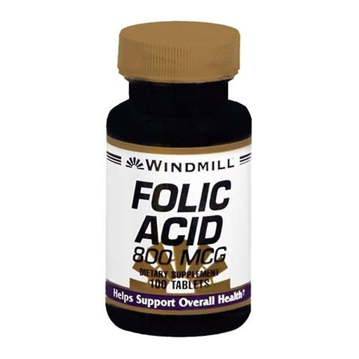 Windmill Windmill Folic Acid, 800 Mcg, Tablets Vitamins & Supplements Black