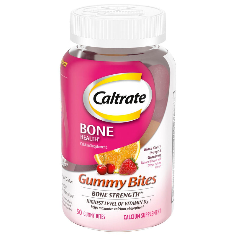 Caltrate Caltrate Bone Health, Gummy Bites, Black Cherry, Orange & Strawberry Vitamins & Supplements White Smoke