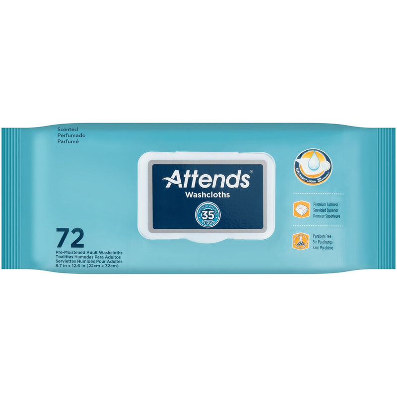 Attends Attends Scented Washcloths - Personal Cleansing Wipes, Case of 864 (12 Packs of 72) Bath & Body Medium Aquamarine