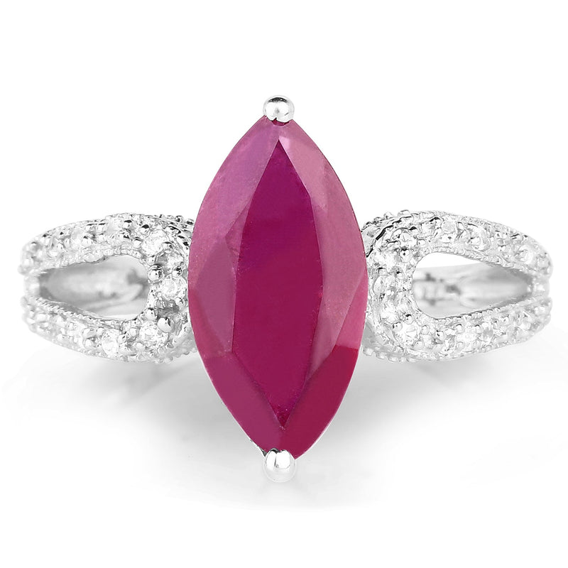 Bids.com 3.56 Carat Genuine Glass Filled Ruby and White Topaz .925 Sterling Silver Ring Rings White Smoke size 6.00,size 7.00,size 8.00,size 9.00,size 5.00