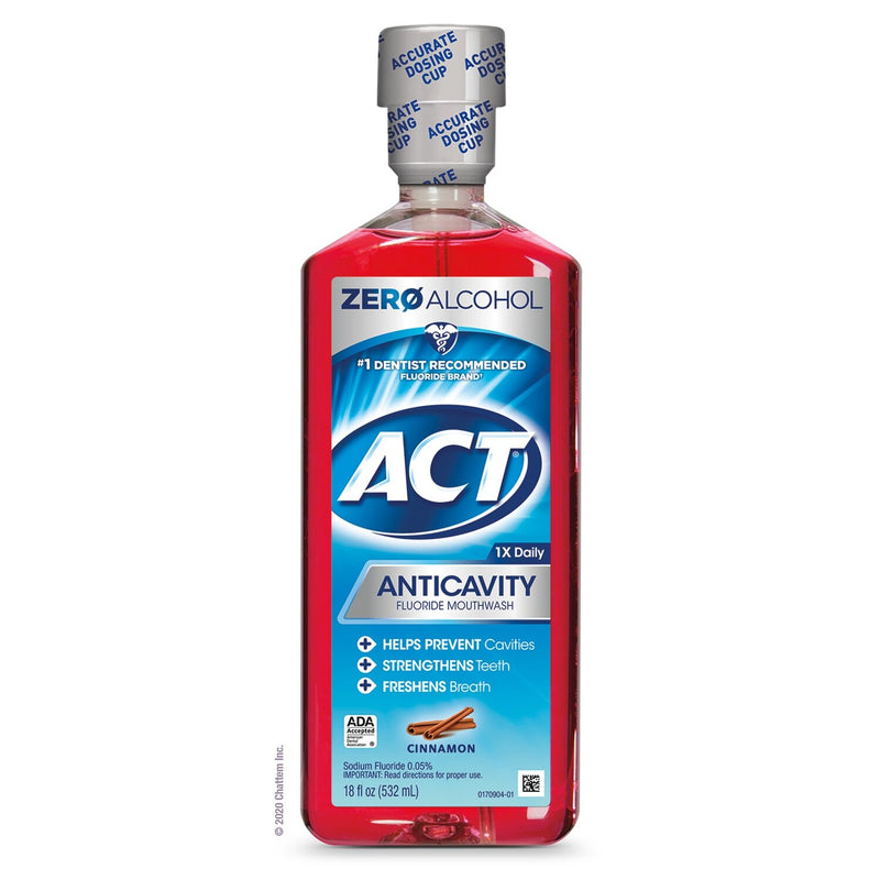 Act ACT Anticavity Fluoride Mouthwash, Cinnamon, 18 fl oz – Alcohol-Free Strength for Cavity Protection Mouthwash White Smoke