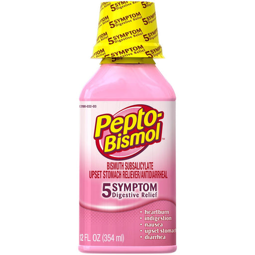 Pepto Bismol Pepto Bismol 5 Symptom Relief Upset Stomach Reliever/Antidiarrheal 12 Fl Oz Health & Beauty White Smoke