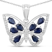 Bids.com 1.67 Carat Genuine Blue Sapphire and White Zircon .925 Sterling Silver Pendant Pendants White Smoke