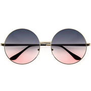 zeroUV Oversize Vintage Inspired Metal Round Circle Sunglasses 8370 Sunglasses White Smoke Silver / Lavender Pink