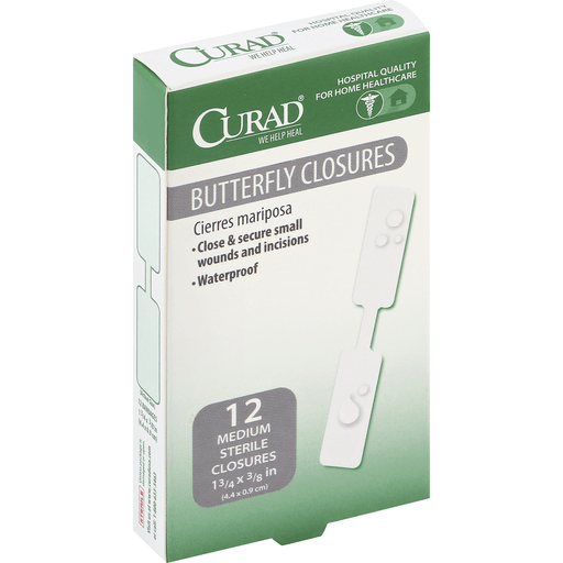 Curad Curad Butterfly Closures, Sterile Wound Closures – Medium Size, 12 Count First Aid Lavender