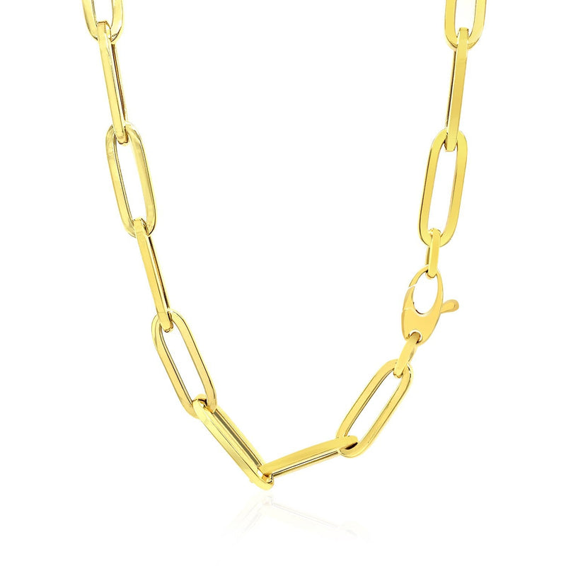 Bids.com 14K Yellow Gold Wide Paperclip Chain (6.1mm) Necklaces White Smoke 18 / Yellow Gold,24 / Yellow Gold,30 / Yellow Gold