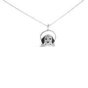 Bids.com .925 Sterling Silver 1/4 Cttw White and Black Diamond Beagle Dog and Bone Pendant Necklace (I-J Color, I2-I3 Clarity) - 18" Inches Necklaces White Smoke White.Sterling Silver / 18
