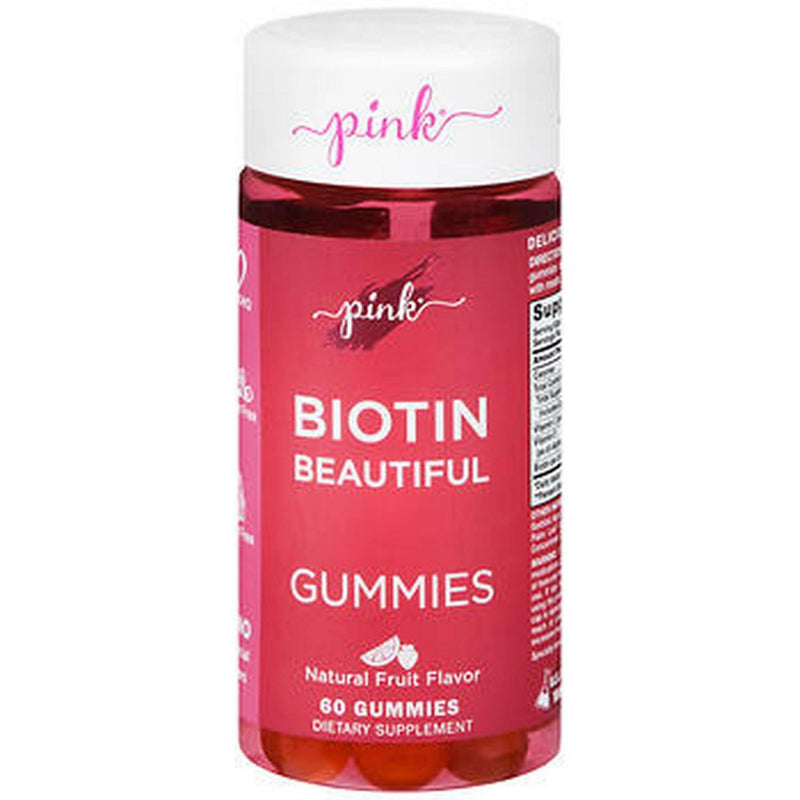 Pink Pink Vitamins Biotin Beautiful Gummies - Natural Fruit - 60ct Vitamins & Supplements White Smoke