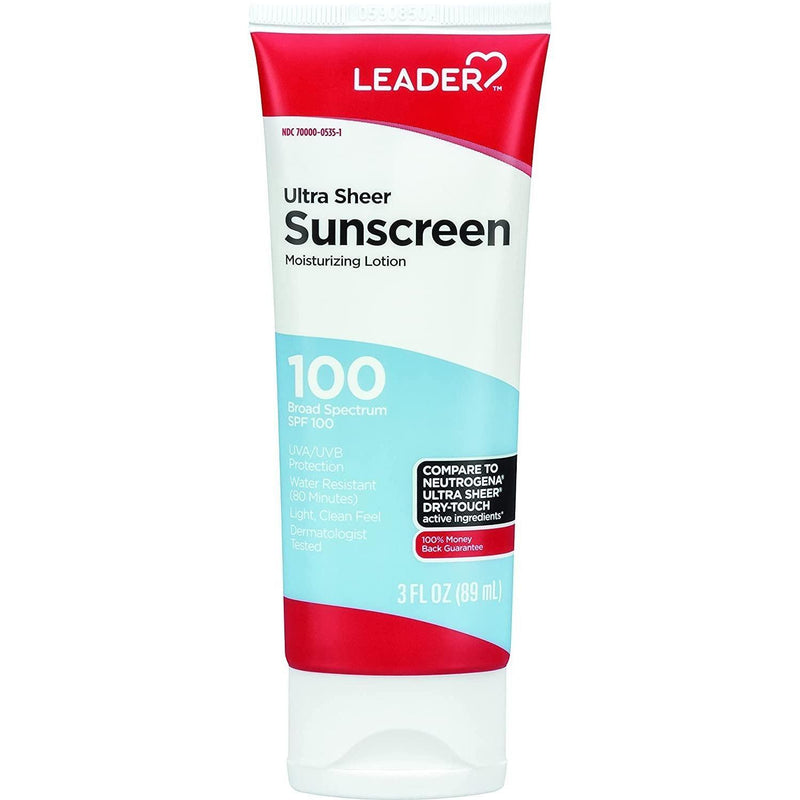 Leader Leader Ultra Sheer Moisturizing Sunscreen Lotion SPF100, 3 Oz Lotion & Moisturizer White Smoke