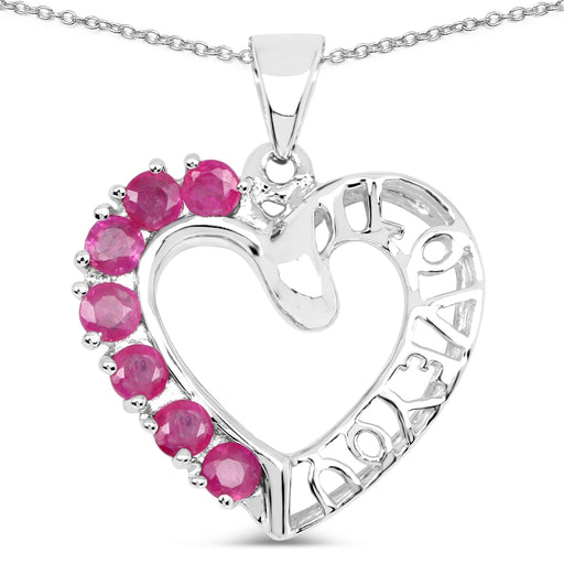 Bids.com 0.91 Carat Genuine Ruby .925 Sterling Silver Pendant Pendants White Smoke