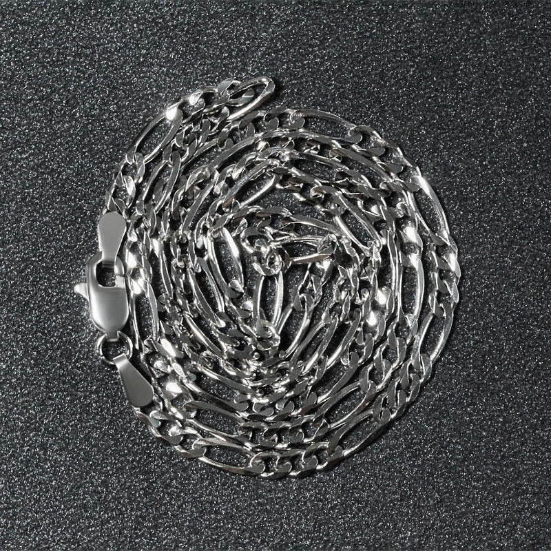 Bids.com 3.0mm 14k White Gold Solid Figaro Chain Necklaces Dark Slate Gray 18 / White Gold,20 / White Gold,22 / White Gold,24 / White Gold