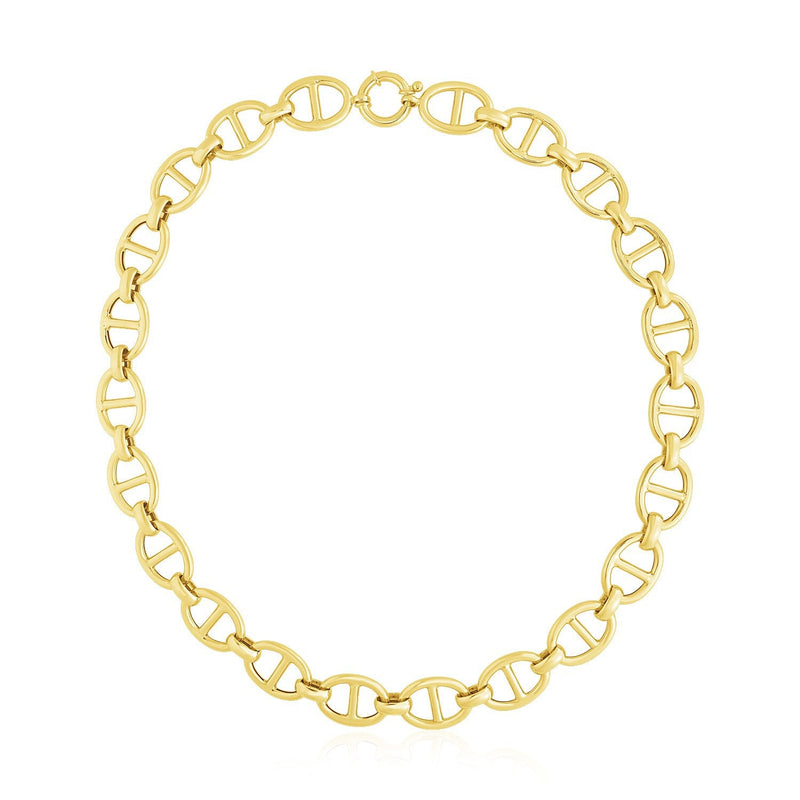 Bids.com 14k Yellow Gold High Polish Oval Mariner Link Necklace (13.8mm) Necklaces White Smoke 18.5 / Yellow Gold