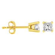 Bids.com 14K Yellow Gold Clarity Enhanced Princess Cut Diamond Certified Stud Earrings (0.50 cttw, H-I Color, I1-I2 Clarity) Earrings White Smoke Yellow.Gold / 0.5