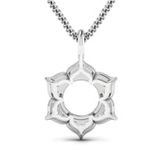 Bids.com 0.14 Carat Genuine White Diamond 14K White Gold Semi Mount Pendant - holds 8.00mm Round Gemstone Pendants White Smoke