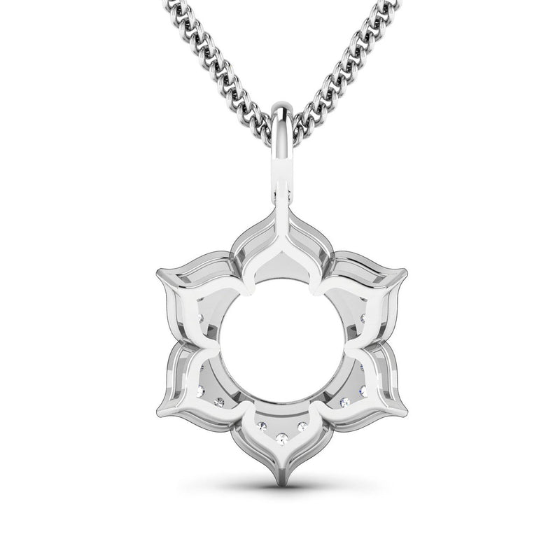 Bids.com 0.14 Carat Genuine White Diamond 14K White Gold Semi Mount Pendant - holds 8.00mm Round Gemstone Pendants White Smoke