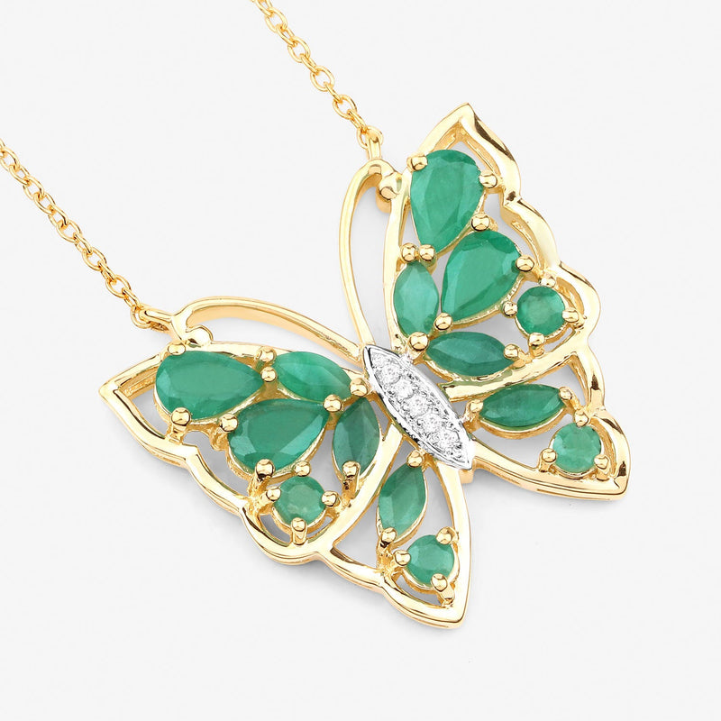Bids.com 2.60 Carat Genuine Emerald and White Zircon .925 Sterling Silver Necklace Necklaces White Smoke