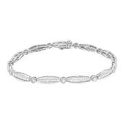 Bids.com 14K White Gold 1-1/2 Cttw Round Brilliant-Cut & Baguette Cut Diamond Bezel and Tapered Link 7" Tennis Bracelet (H-I Color, I1-I2 Clarity) Bracelets White Smoke 14k White Gold / 1.429ct. TDW Diamonds,14k Yellow Gold / 1.5ct. TDW Diamonds,White.Gold / 1.5ct. TDW