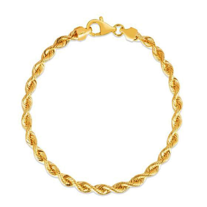 Bids.com Silk Rope Chain Bracelet in 14k Yellow Gold  (4.30 mm) Bracelets White Smoke 8 / Yellow Gold