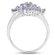 Bids.com 1.61 Carat Genuine Tanzanite .925 Sterling Silver Ring Rings White Smoke size 7.00,size 10.00,size 8.50,size 6.50,size 6.00,size 8.00,size 9.00