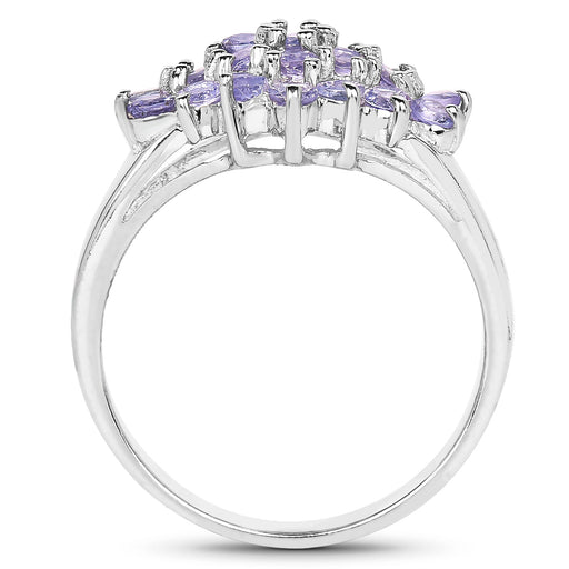 Bids.com 1.61 Carat Genuine Tanzanite .925 Sterling Silver Ring Rings White Smoke size 7.00,size 10.00,size 8.50,size 6.50,size 6.00,size 8.00,size 9.00
