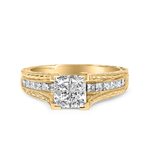 Bids.com 14K Yellow Gold 1.0 Cttw Princess Composite Diamond Engagement Ring (G-H Color, VS1-VS2 Clarity) - Size 7 Rings White Smoke 7 / Yellow.Gold