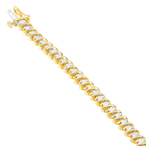 Bids.com 18K Yellow Gold Round Cut Diamond Spiral Link Bracelet (2.00 cttw, I-J Color, I1-I2 Clarity) Bracelets White Smoke Yellow.Gold / 7