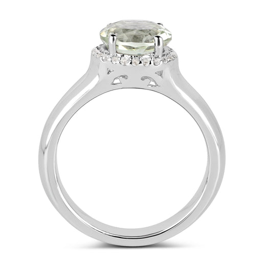 Bids.com 1.87 Carat Genuine Green Amethyst and White Topaz .925 Sterling Silver Ring Rings White Smoke size 6.00,Size 9.00,size 7.00,size 8.00,Size 5.00,size 9.00,size 5.00