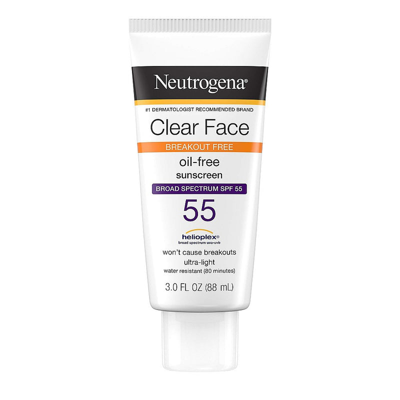 Neutrogena Neutrogena Clear Face Liquid Lotion Sunscreen For Acne-Prone Skin, Broad Spectrum SPF 50 UVA/UVB Protection, Oil-, Fragrance- & Oxybenzone-Free Facial Sunscreen, Non-Comedogenic, 3 Fl. Oz Sunscreen White Smoke