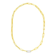Bids.com 14k Yellow Gold Paperclip Chain Necklace with Diamond Link Necklaces White Smoke 17 / Yellow Gold